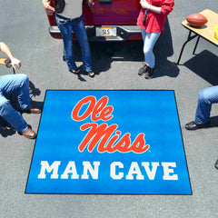 Ole Miss Rebels Man Cave Tailgater Rug - 5ft. x 6ft., Light Blue Alternate - Ole Miss