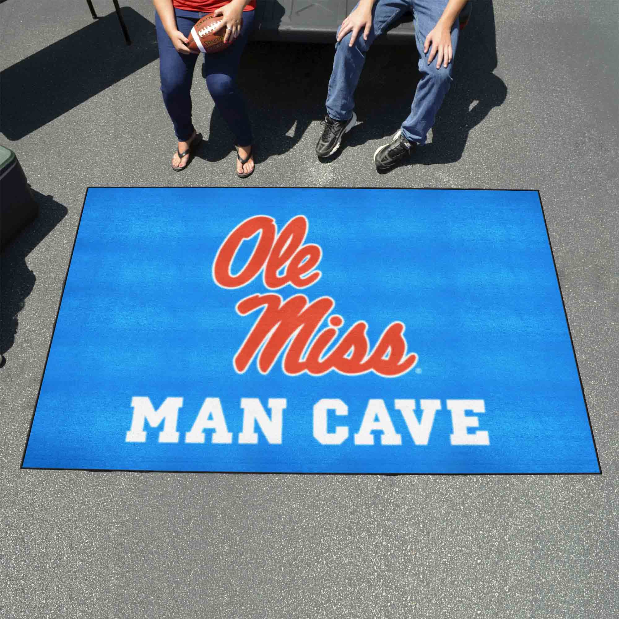 Ole Miss Rebels Man Cave Ulti-Mat Rug - 5ft. x 8ft., Light Blue Alternate