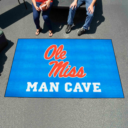 Ole Miss Rebels Man Cave Ulti-Mat Rug - 5ft. x 8ft., Light Blue Alternate