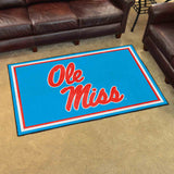 Ole Miss Rebels 4ft. x 6ft. Plush Area Rug, Light Blue Alternate - Ole Miss