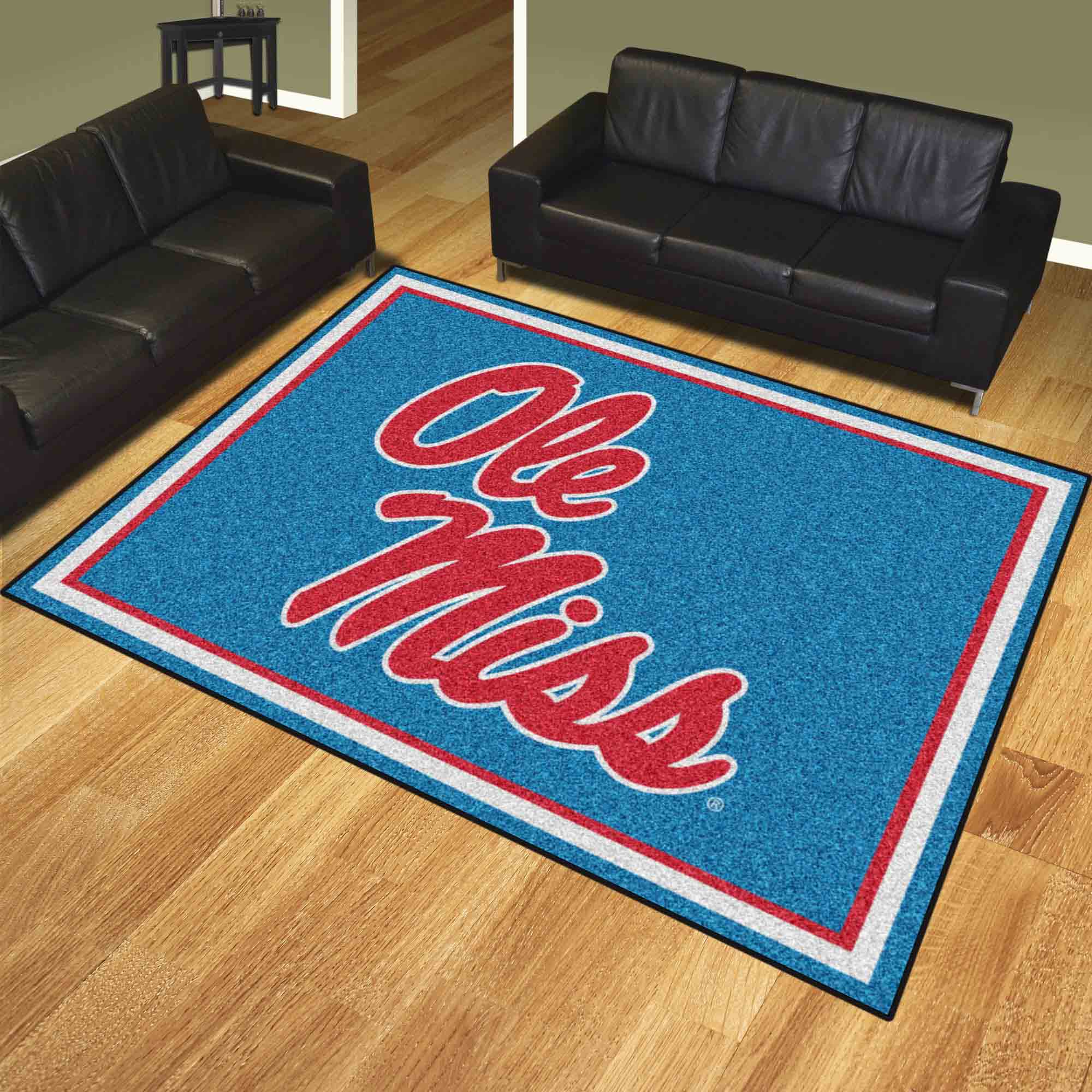 Ole Miss Rebels 8ft. x 10 ft. Plush Area Rug, Light Blue Alternate