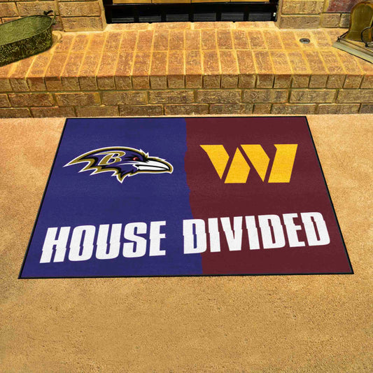 NFL House Divided - Ravens / Football Team House Divided Rug - 34 in. x 42.5 in. - NFL House Divided - Ravens / Commanders