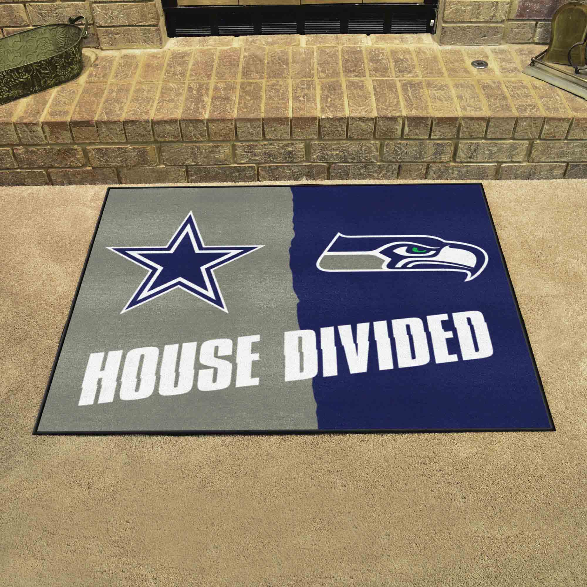 NFL House Divided - Cowboys / Seahawks House Divided Rug - 34 in. x 42.5 in. - NFL House Divided - Cowboys / Seahawks