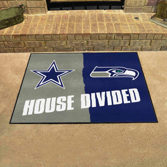 NFL House Divided - Cowboys / Seahawks House Divided Rug - 34 in. x 42.5 in. - NFL House Divided - Cowboys / Seahawks