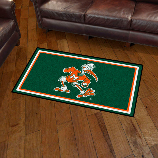 Miami Hurricanes 3ft. x 5ft. Plush Area Rug, Sebastian the Ibis - Miami