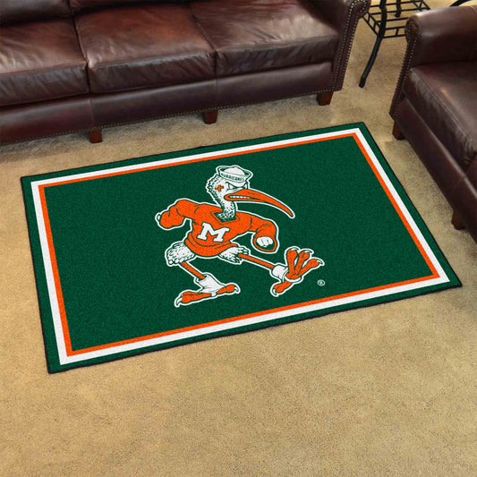 Miami Hurricanes 4ft. x 6ft. Plush Area Rug, Sebastian the Ibis