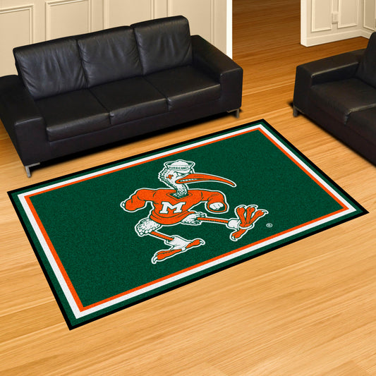 Miami Hurricanes 5ft. x 8 ft. Plush Area Rug, Sebastian the Ibis