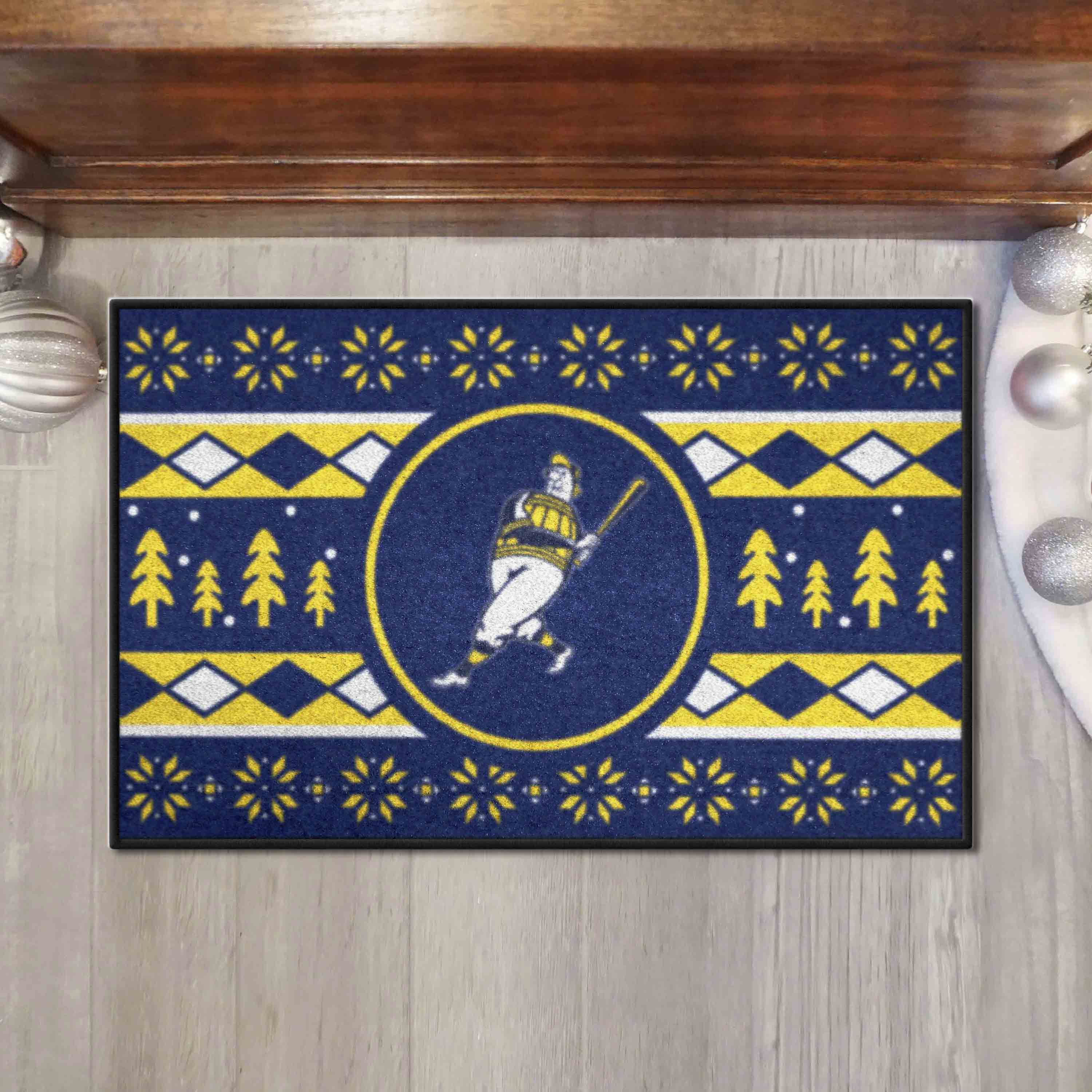 Milwaukee Brewers Holiday Sweater Starter Mat Accent Rug - 19in. x 30in.