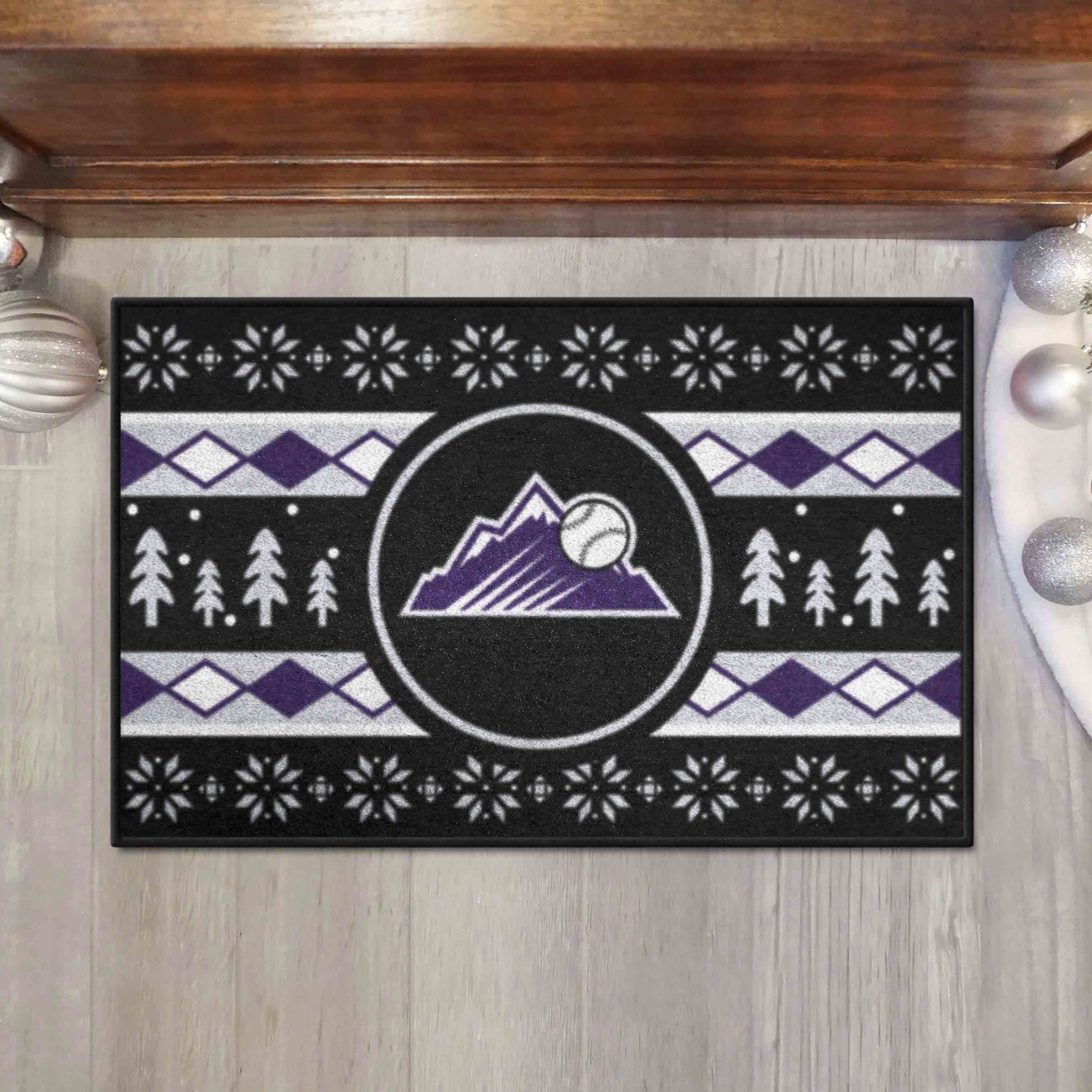 Colorado Rockies Holiday Sweater Starter Mat Accent Rug - 19in. x 30in. - Colorado Rockies