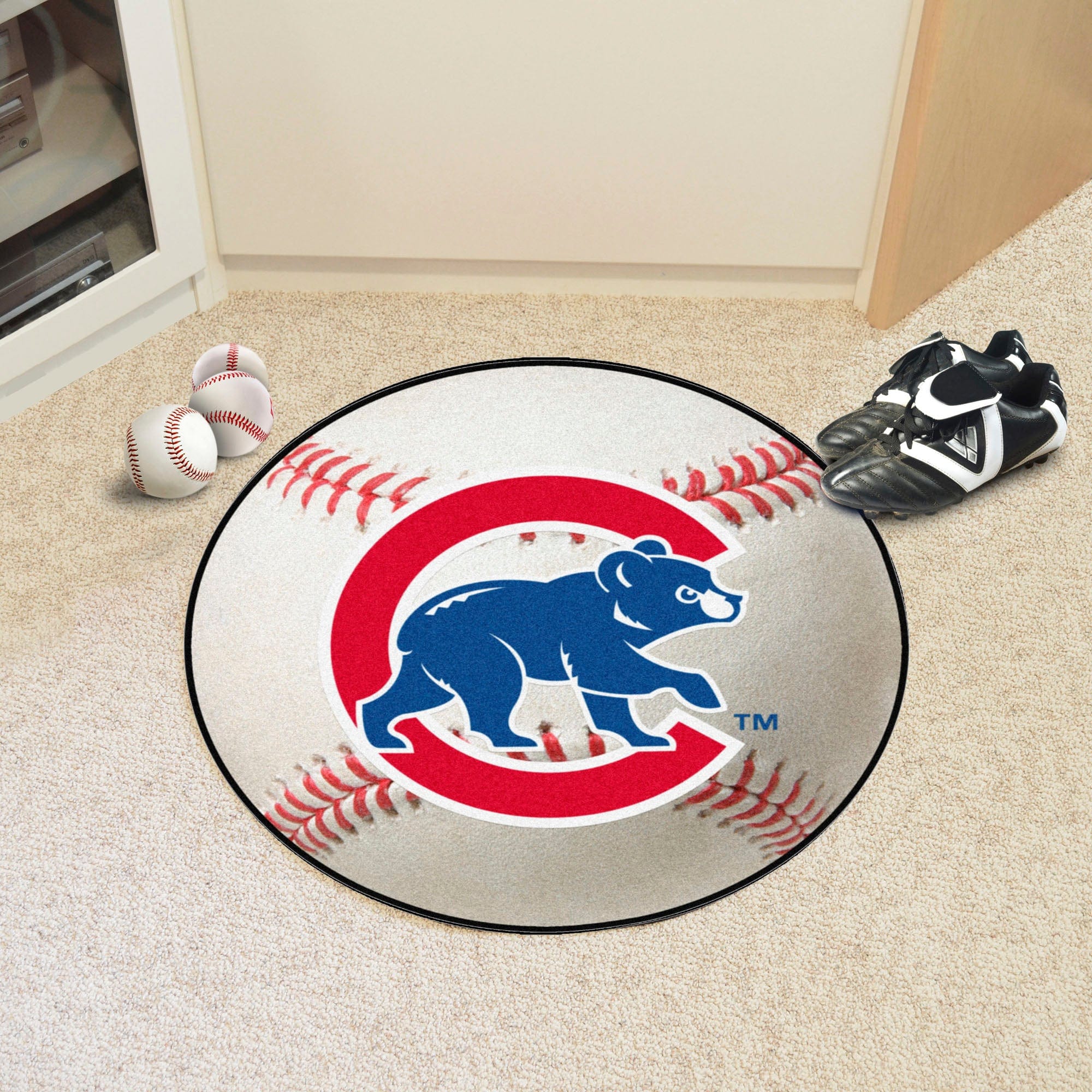 Chicago Cubs Baseball Rug - 27in. Diameter - Chicago Cubs