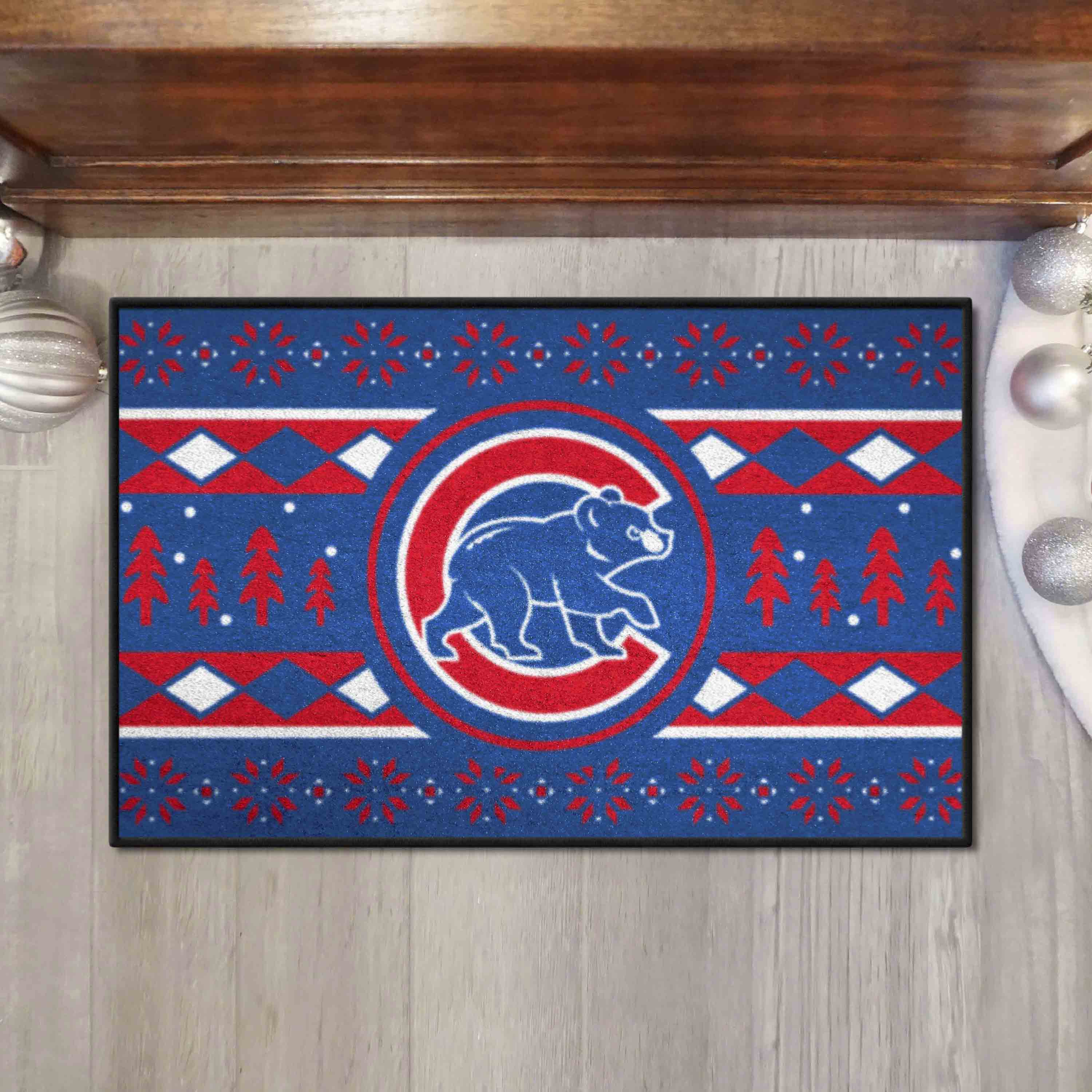 Chicago Cubs Holiday Sweater Starter Mat Accent Rug - 19in. x 30in.