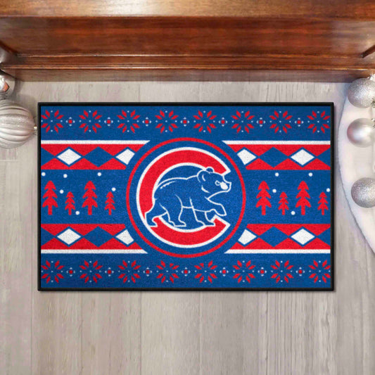 Chicago Cubs Holiday Sweater Starter Mat Accent Rug - 19in. x 30in. - Chicago Cubs