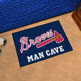 Atlanta Braves "Braves" Script Logo Man Cave Starter Mat Accent Rug - 19in. x 30in. - Atlanta Braves