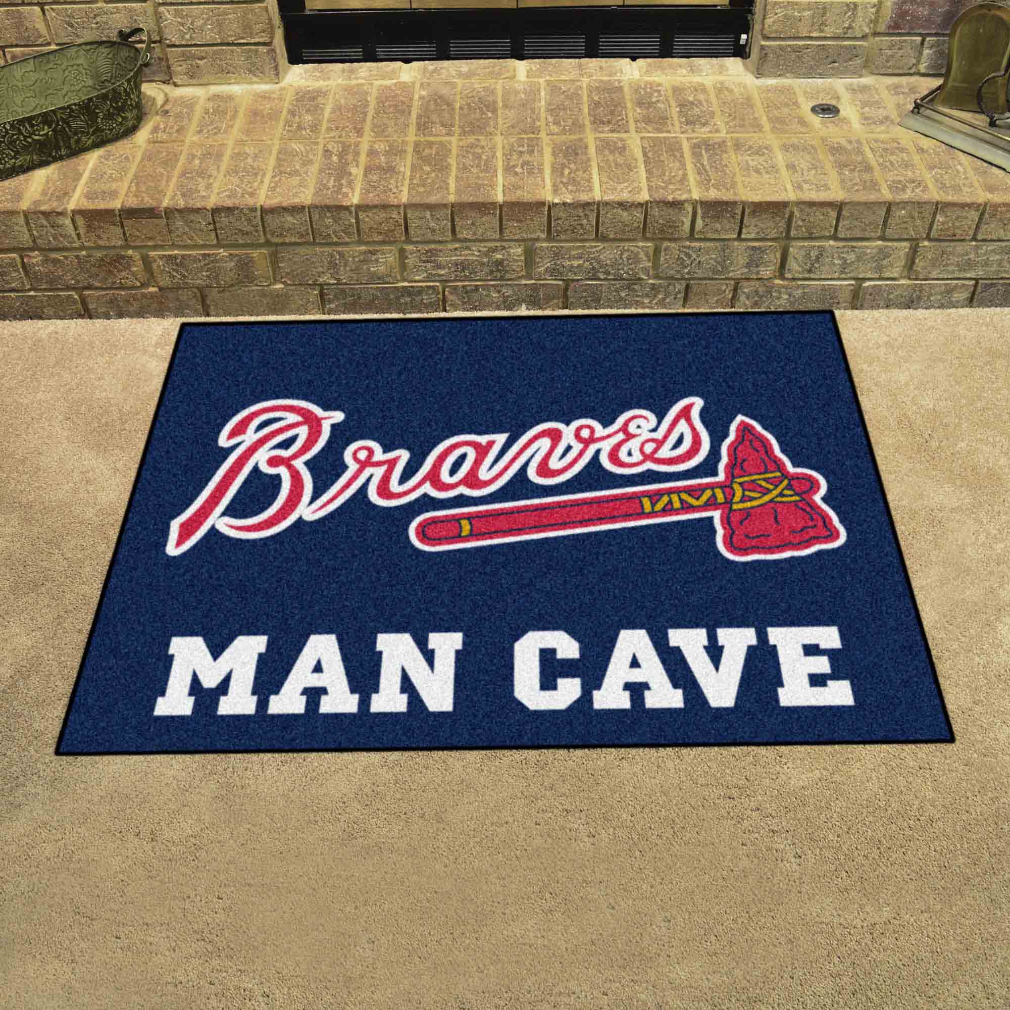 Atlanta Braves "Braves" Script Logo Man Cave All-Star Rug - 34 in. x 42.5 in. - Atlanta Braves