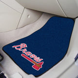 Atlanta Braves "Braves" Script Logo Front Carpet Car Mat Set - 2 Pieces - Atlanta Braves