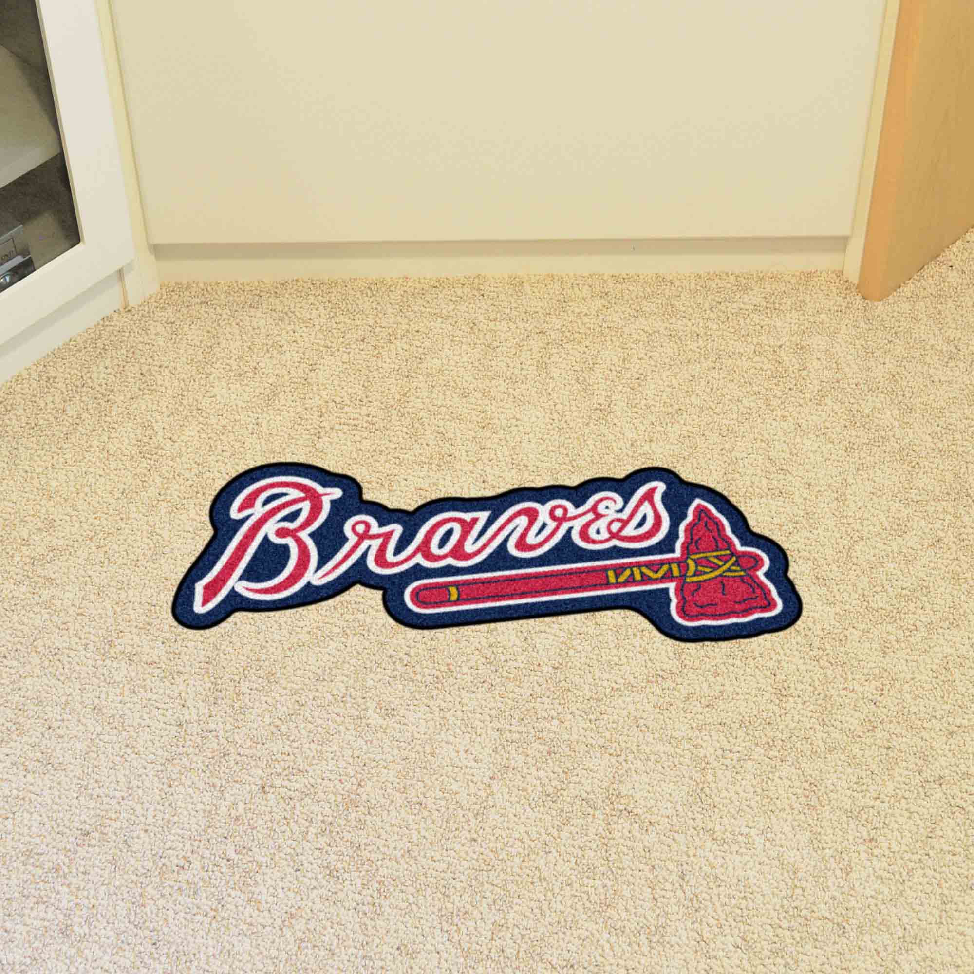 Atlanta Braves Mascot Rug "Braves" Script Logo - Atlanta Braves