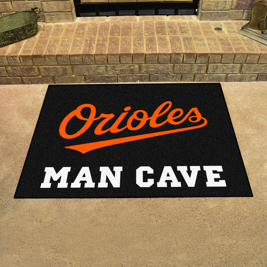 Baltimore Orioles Man Cave All-Star Rug - 34 in. x 42.5 in. "Orioles" Logo - Baltimore Orioles