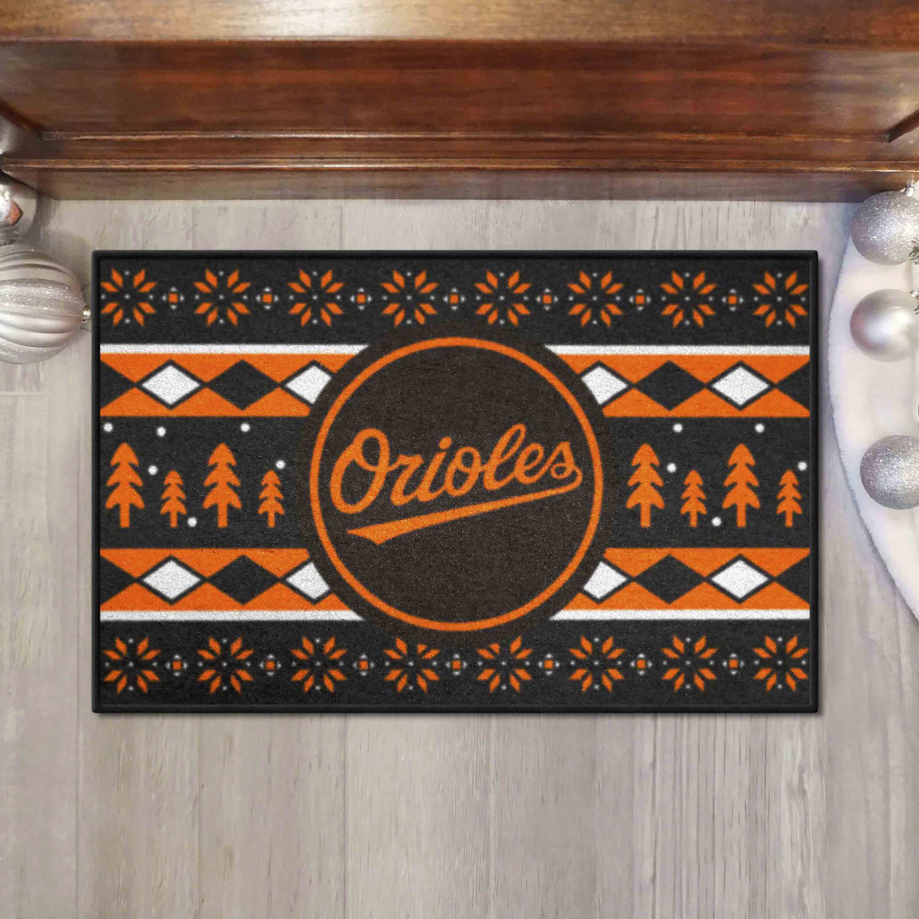 Baltimore Orioles Holiday Sweater Starter Mat Accent Rug - 19in. x 30in. "Orioles" Logo