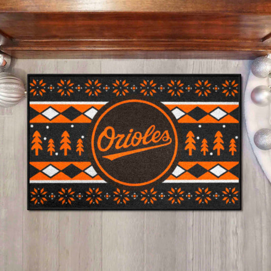 Baltimore Orioles Holiday Sweater Starter Mat Accent Rug - 19in. x 30in. "Orioles" Logo