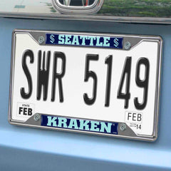 Seattle Kraken Chrome Metal License Plate Frame, 6.25in x 12.25in