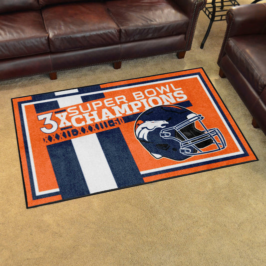 Denver Broncos Dynasty 4ft. x 6ft. Plush Area Rug