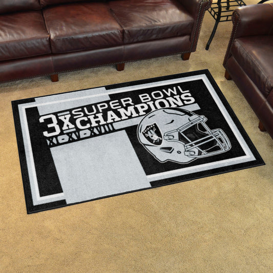 Alfombra de felpa Dynasty de 4 pies x 6 pies de Las Vegas Raiders