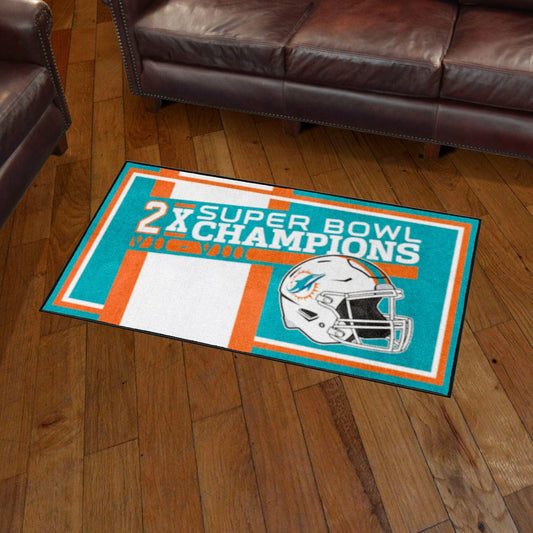 Miami Dolphins Dynasty 3ft. x 5ft. Plush Area Rug - Miami Dolphins