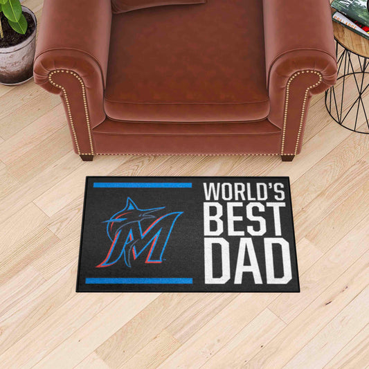 Miami Marlins Starter Mat Accent Rug - 19in. x 30in. World's Best Dad Starter Mat