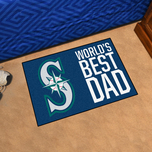 Seattle Mariners Starter Mat Accent Rug - 19in. x 30in. World's Best Dad Starter Mat