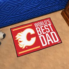 Calgary Flames Starter Mat Accent Rug - 19in. x 30in. World's Best Dad Starter Mat - Calgary Flames