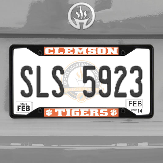 Clemson Tigers Metal License Plate Frame Black Finish - Clemson