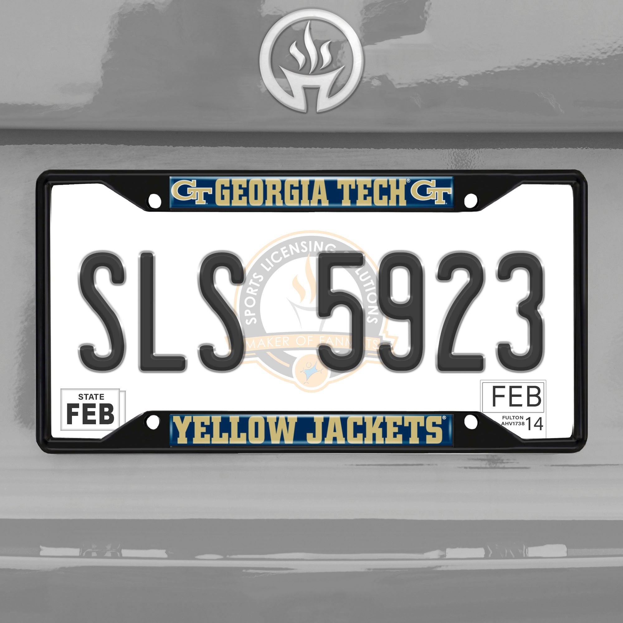 Georgia Tech Yellow Jackets Metal License Plate Frame Black Finish