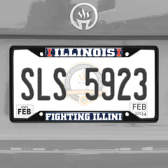 Illinois Illini Metal License Plate Frame Black Finish