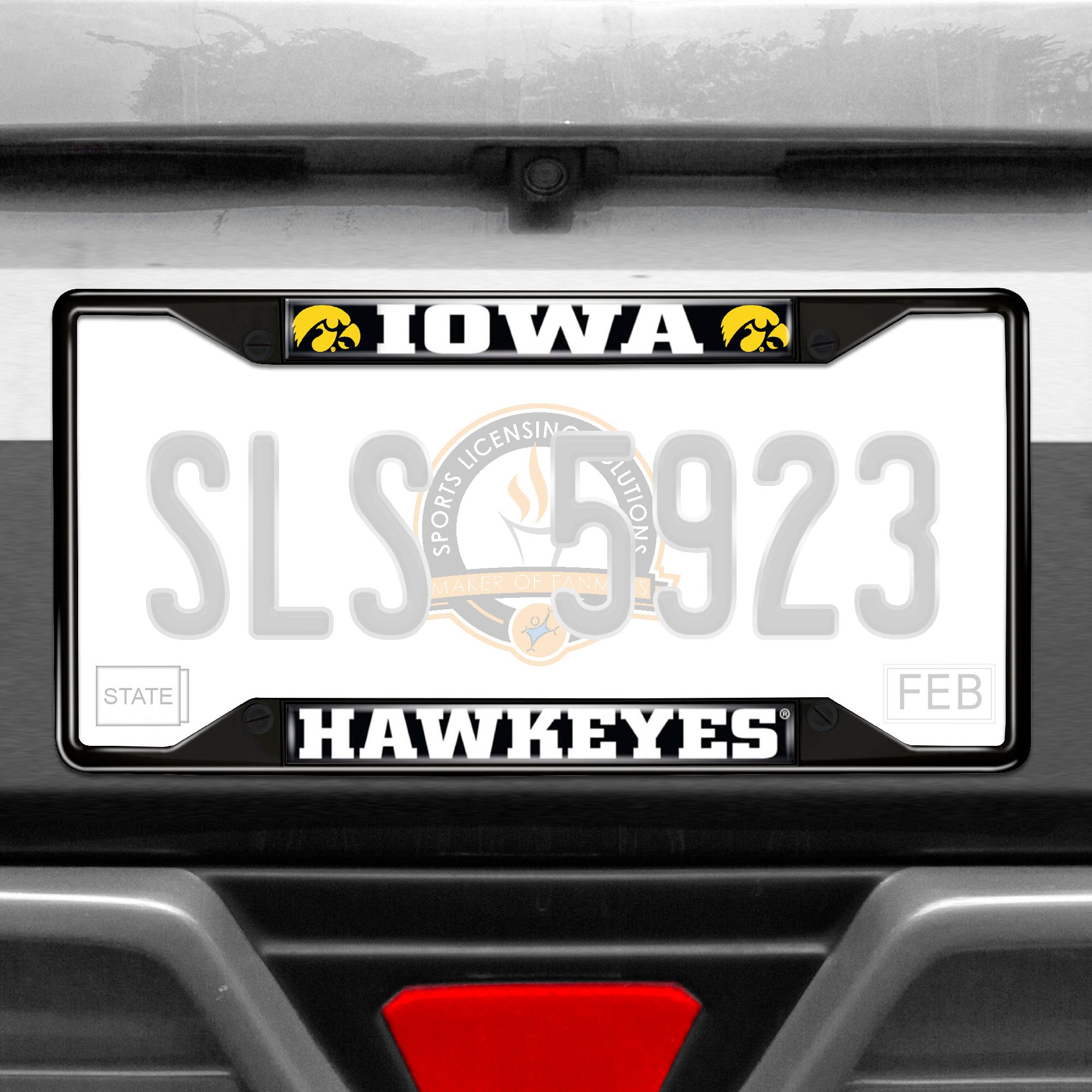 Iowa Hawkeyes Metal License Plate Frame Black Finish