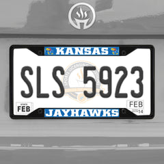 Kansas Jayhawks Metal License Plate Frame Black Finish