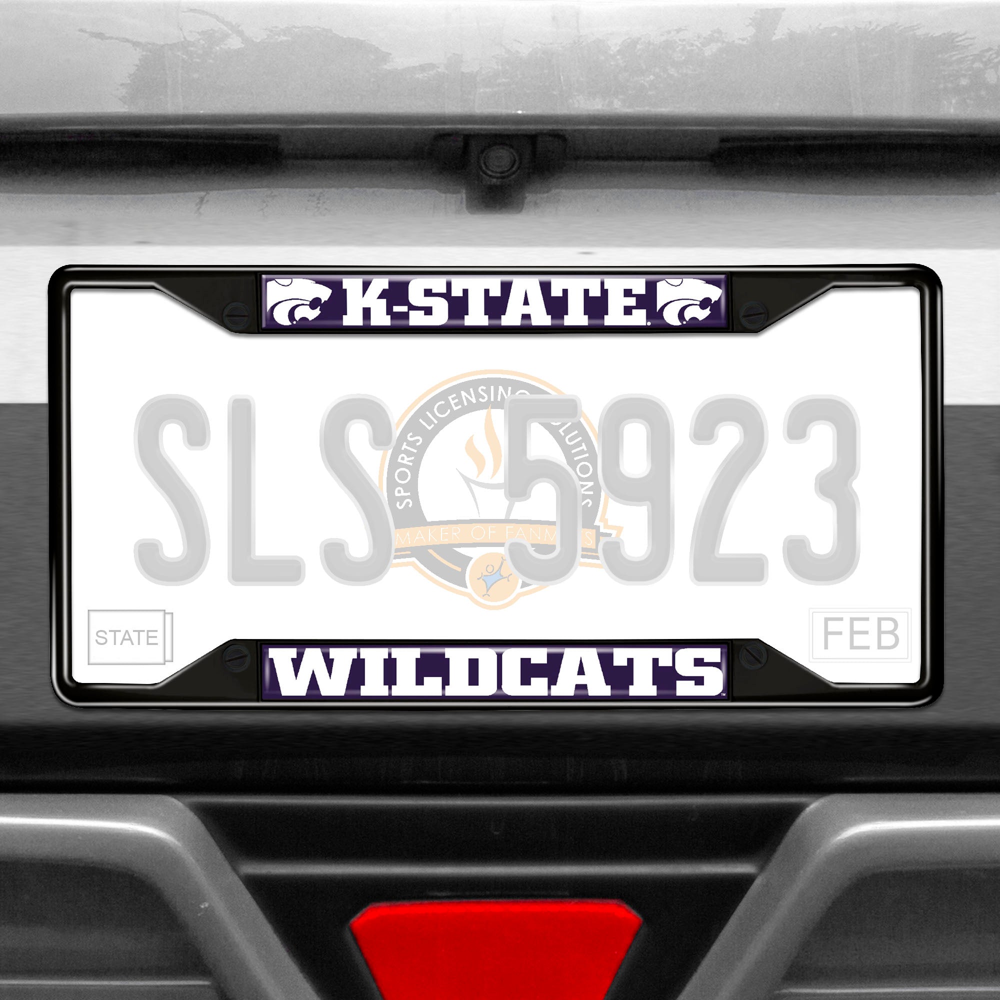 Kansas State Wildcats Metal License Plate Frame Black Finish