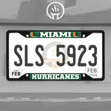 Miami Hurricanes Metal License Plate Frame Black Finish