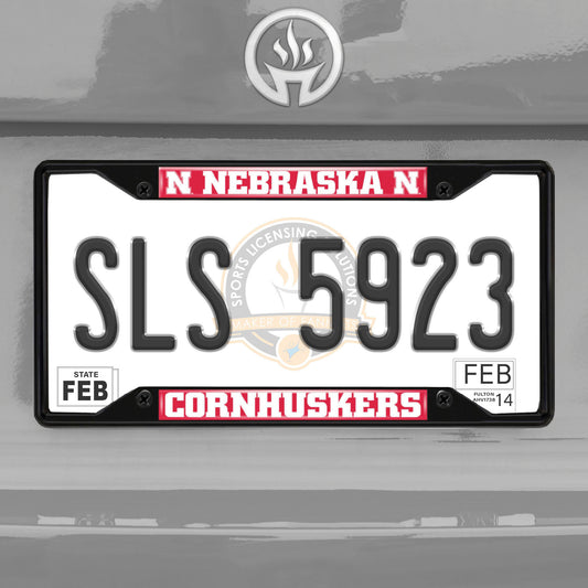 Nebraska Cornhuskers Metal License Plate Frame Black Finish