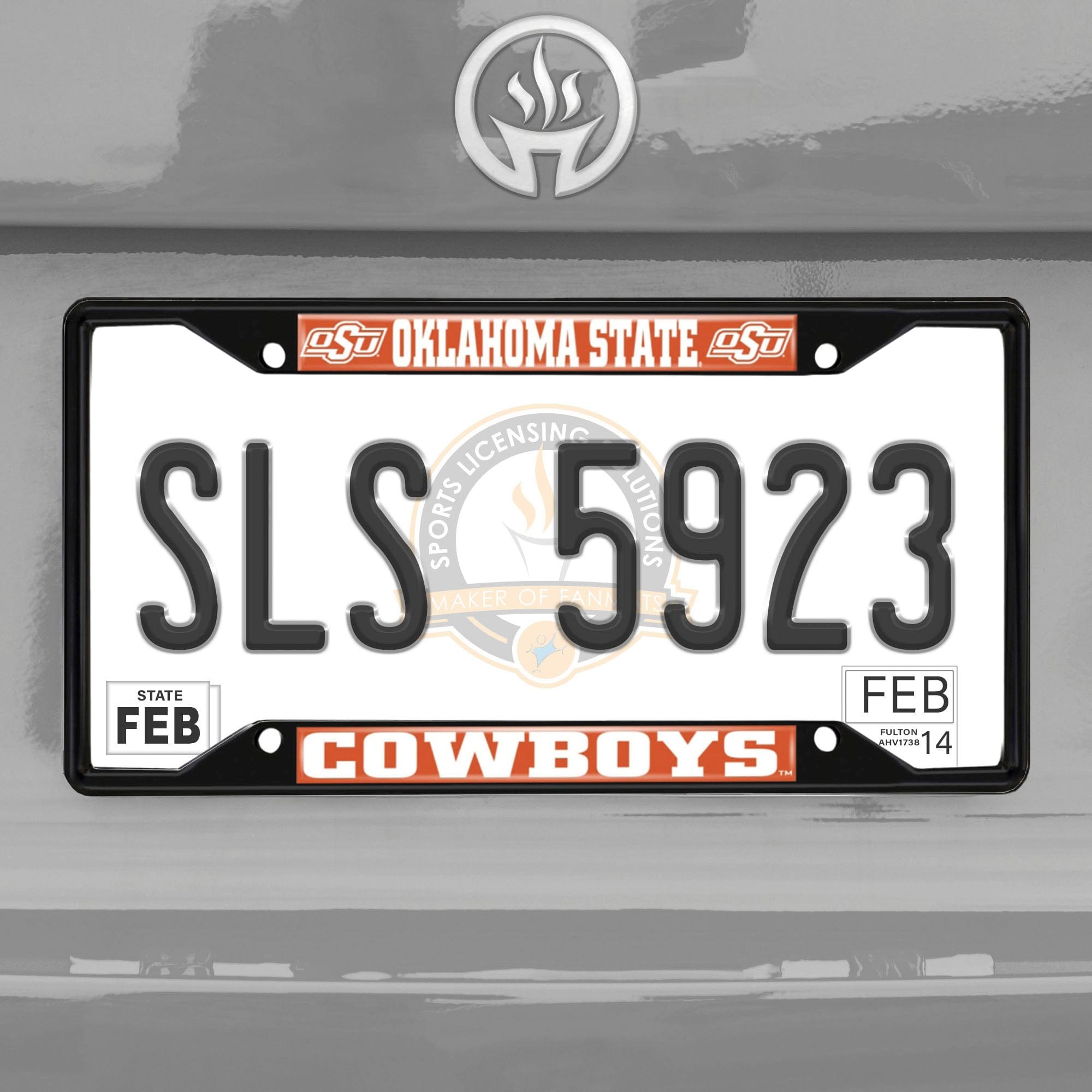 Oklahoma State Cowboys Metal License Plate Frame Black Finish - Oklahoma State