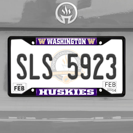 Washington Huskies Metal License Plate Frame Black Finish