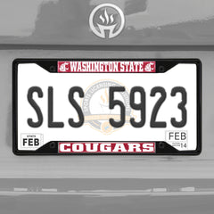 Washington State Cougars Metal License Plate Frame Black Finish