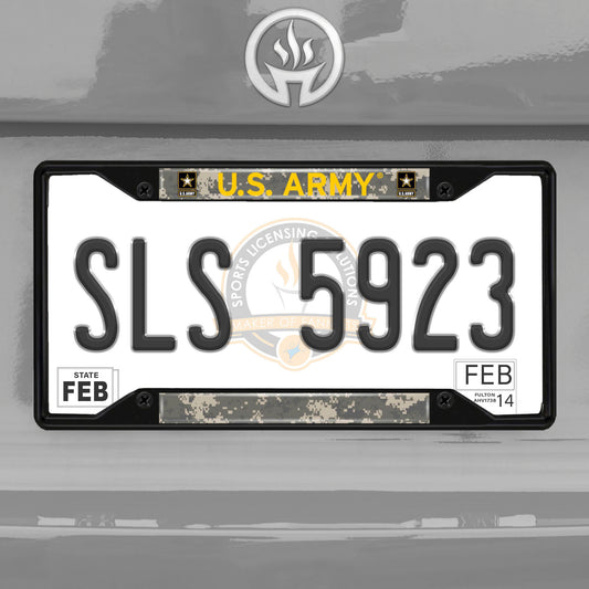 U.S. Army Metal License Plate Frame Black Finish