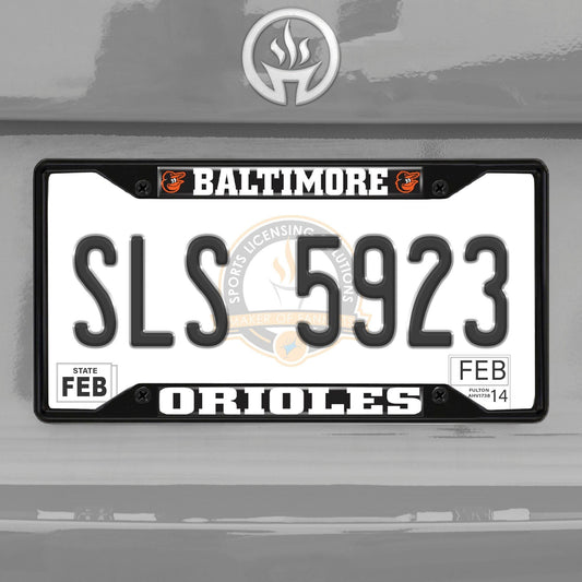 Baltimore Orioles Metal License Plate Frame Black Finish - Baltimore Orioles