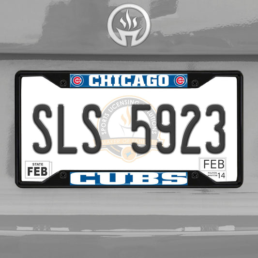 Chicago Cubs Metal License Plate Frame Black Finish - Chicago Cubs