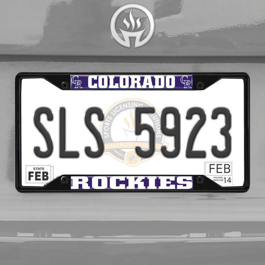 Colorado Rockies Metal License Plate Frame Black Finish - Colorado Rockies