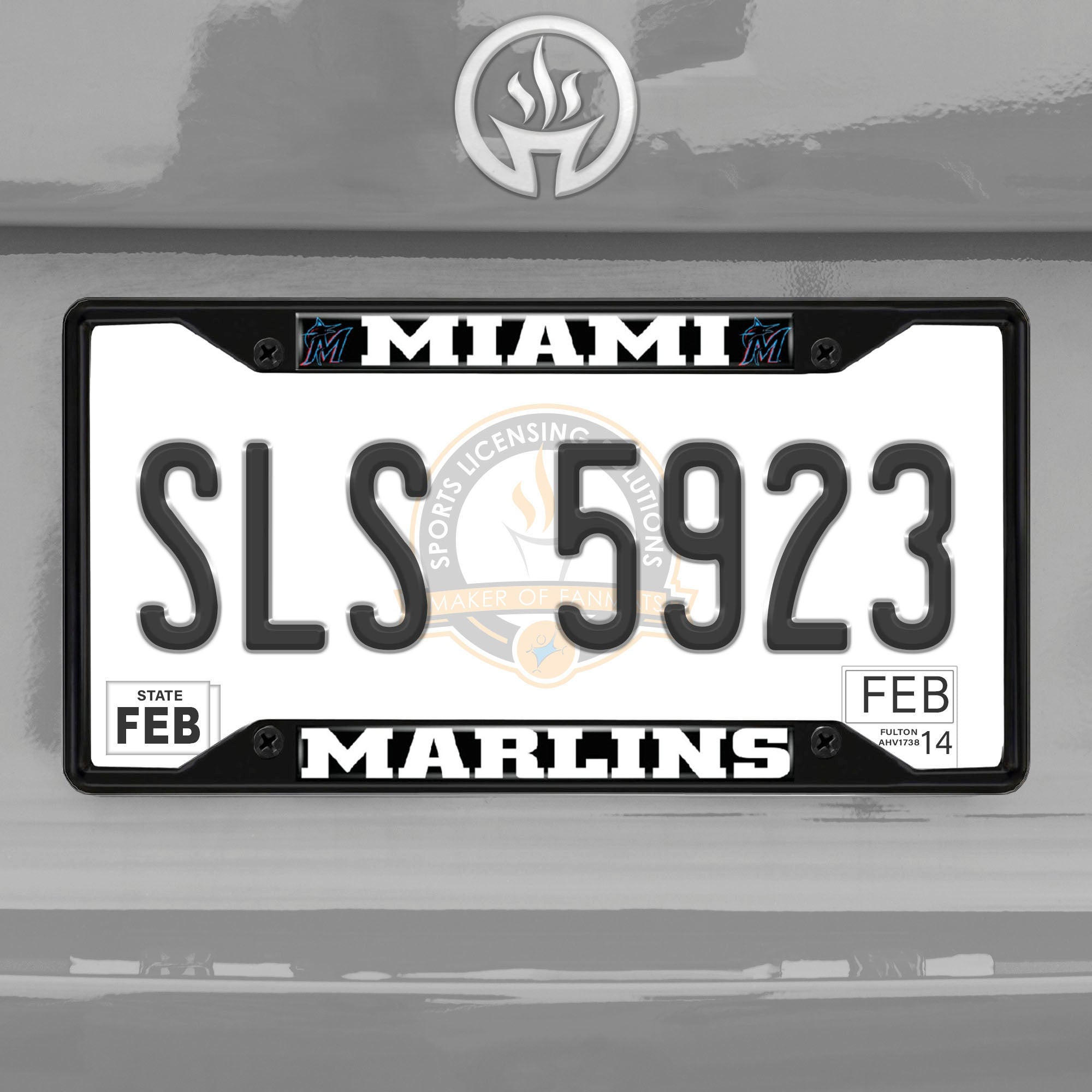 Miami Marlins Metal License Plate Frame Black Finish