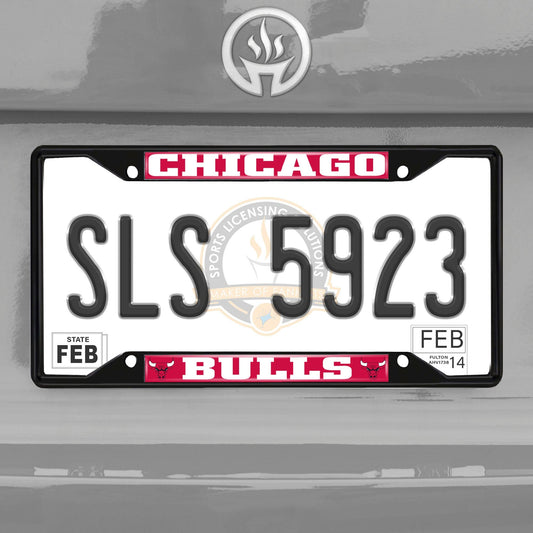 Chicago Bulls Metal License Plate Frame Black Finish - Chicago Bulls