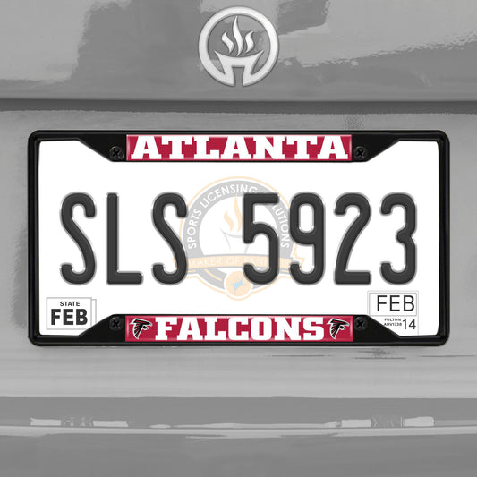 Atlanta Falcons Metal License Plate Frame Black Finish