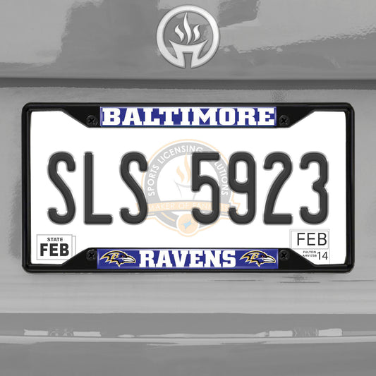 Baltimore Ravens Metal License Plate Frame Black Finish