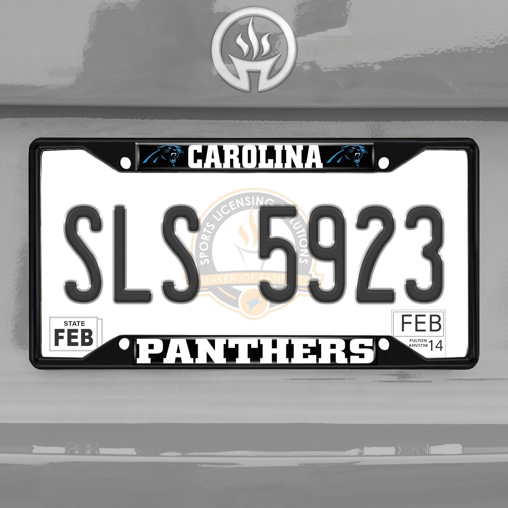 Carolina Panthers Metal License Plate Frame Black Finish - Carolina Panthers